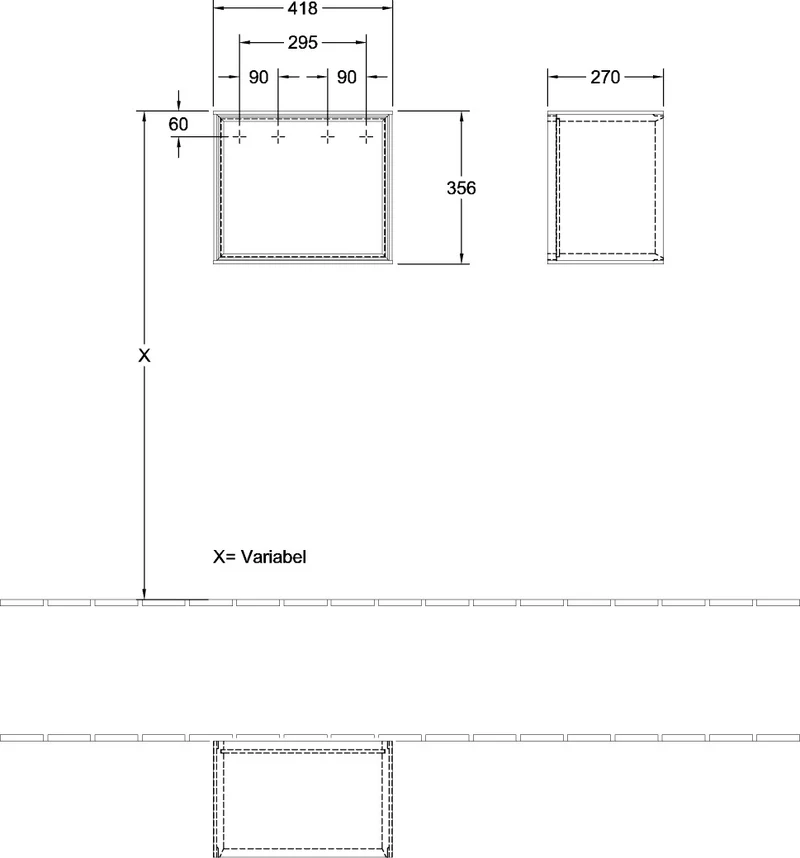 VILLEROY & BOCH Regalmodul Finion FD1 418x356x270mm FK/RE/AP: