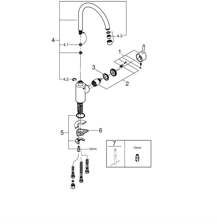 GROHE Concetto Einhand-Spültischbatterie Niederdruck mit hohem Rohrauslauf in Chrom