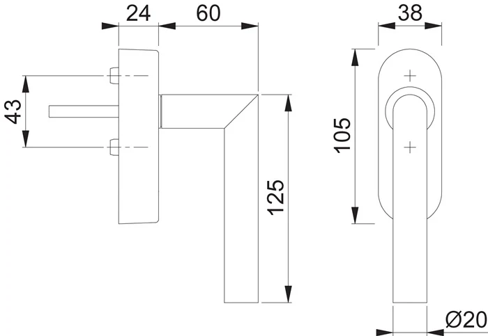 Hoppe Fenstergriff Amsterdam E0400/FR-408 ( 8000460411 ) Edelstahl 20-30 mm eFenstergriff
