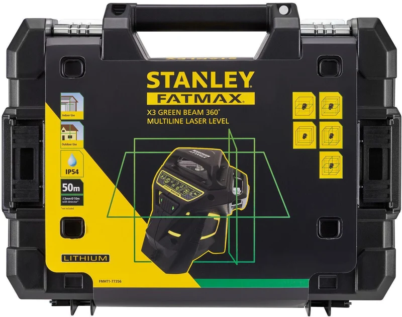 STANLEY Kreuzlinienlaser FatMax X3G – 3 x 360° Linien, ± 4° Selbstnivellierung, IP54
