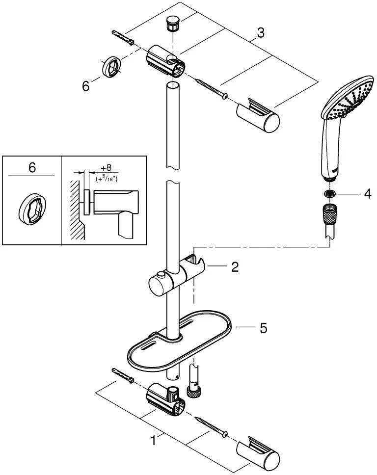 GROHE Euphoria 110 Champagne Brausegarnitur mit 3 Strahlarten, 600 mm Stange, Seifenschale, Chrom