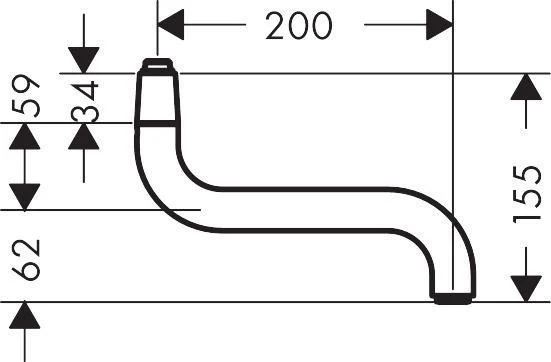 Hansgrohe Auslauf 200 mm für Küchen-Wandmontage, chrom – HG Spü-Mi Wd-Mon