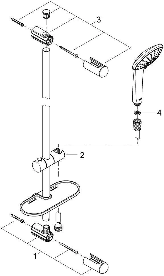 GROHE Euphoria 110 Massage Brausegarnitur 600 mm mit 3 Strahlarten und Seifenschale in Chrom