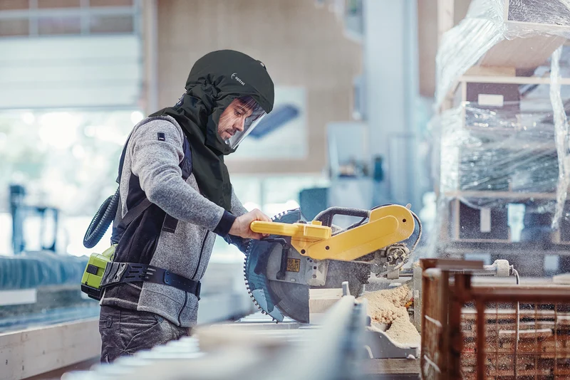 OPTREL Schutzhaube softhood lang 550/210/270 mm – Ultraleicht, TH3 zertifiziert, mit Frischluftanschluss