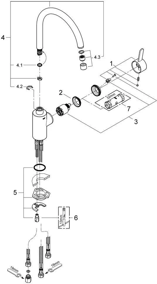 GROHE Eurosmart Cosmopolitan Spültisch-Einhandmischer Niederdruck hoher Auslauf chrom