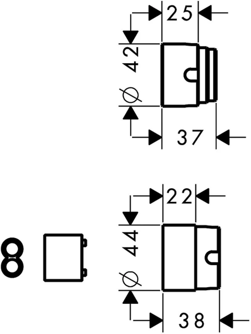 AXOR Verlängerung 25 mm für 2-Loch Waschtischarmatur Unterputz – rund, 44 mm