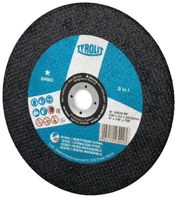 Tyrolit Trennscheibe BASIC ( 8000756464 ) D230x3mm gerade Bohrung 22,23 mm 25 Stück