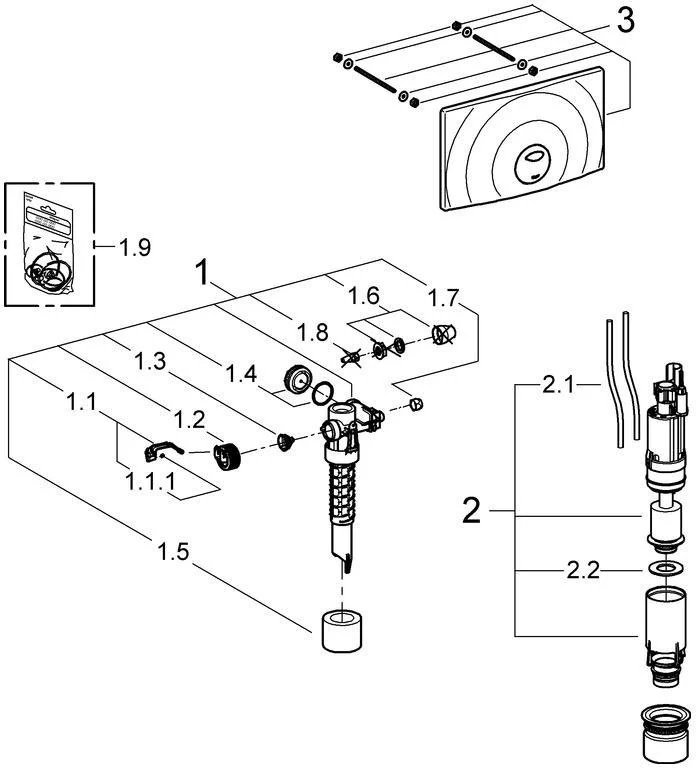 GROHE Umrüstset 38815 für 14 l Spülkasten – Chrom, mit Füll- und Ablaufventil
