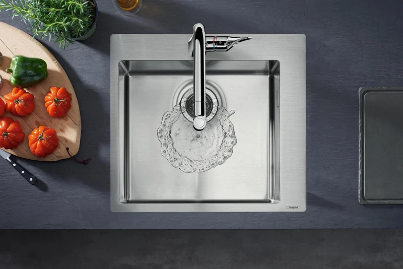 HANSGROHE Einbauspüle S711-F450 Edelstahl – 1 Becken, 450 mm, flächenbündig