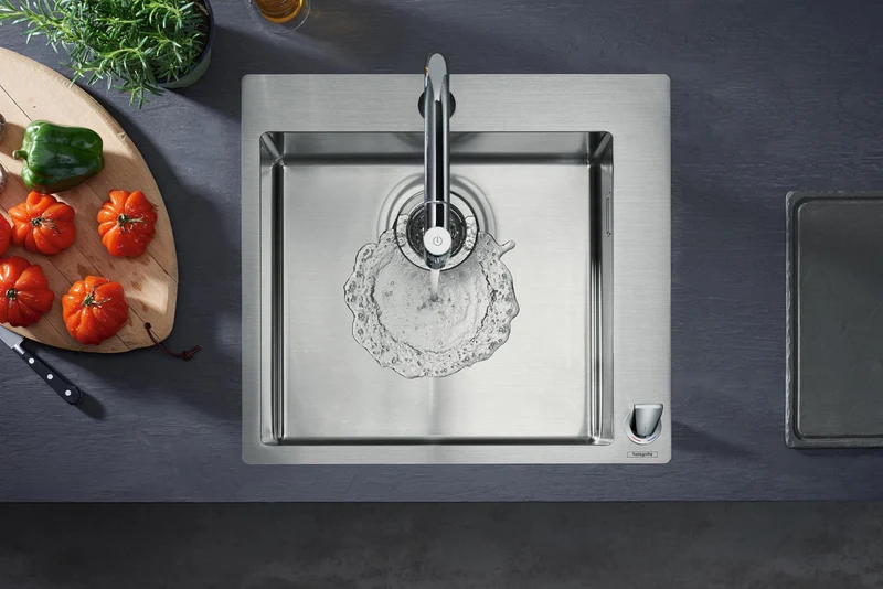 HANSGROHE Einbauspüle S711-F450 Edelstahl – 1 Becken, 450 mm, flächenbündig