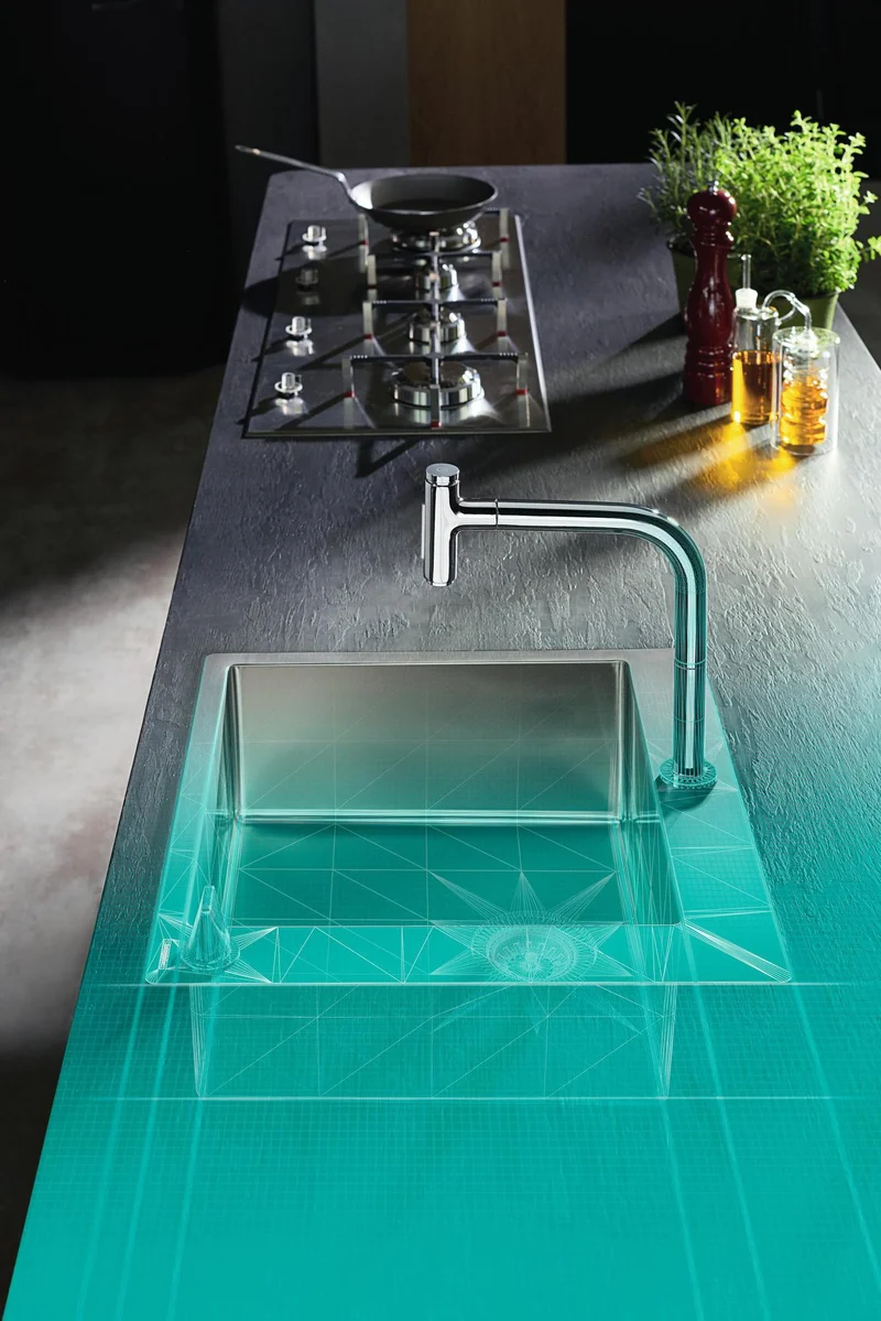 HANSGROHE Einbauspüle S711-F450 Edelstahl – 1 Becken, 450 mm, flächenbündig