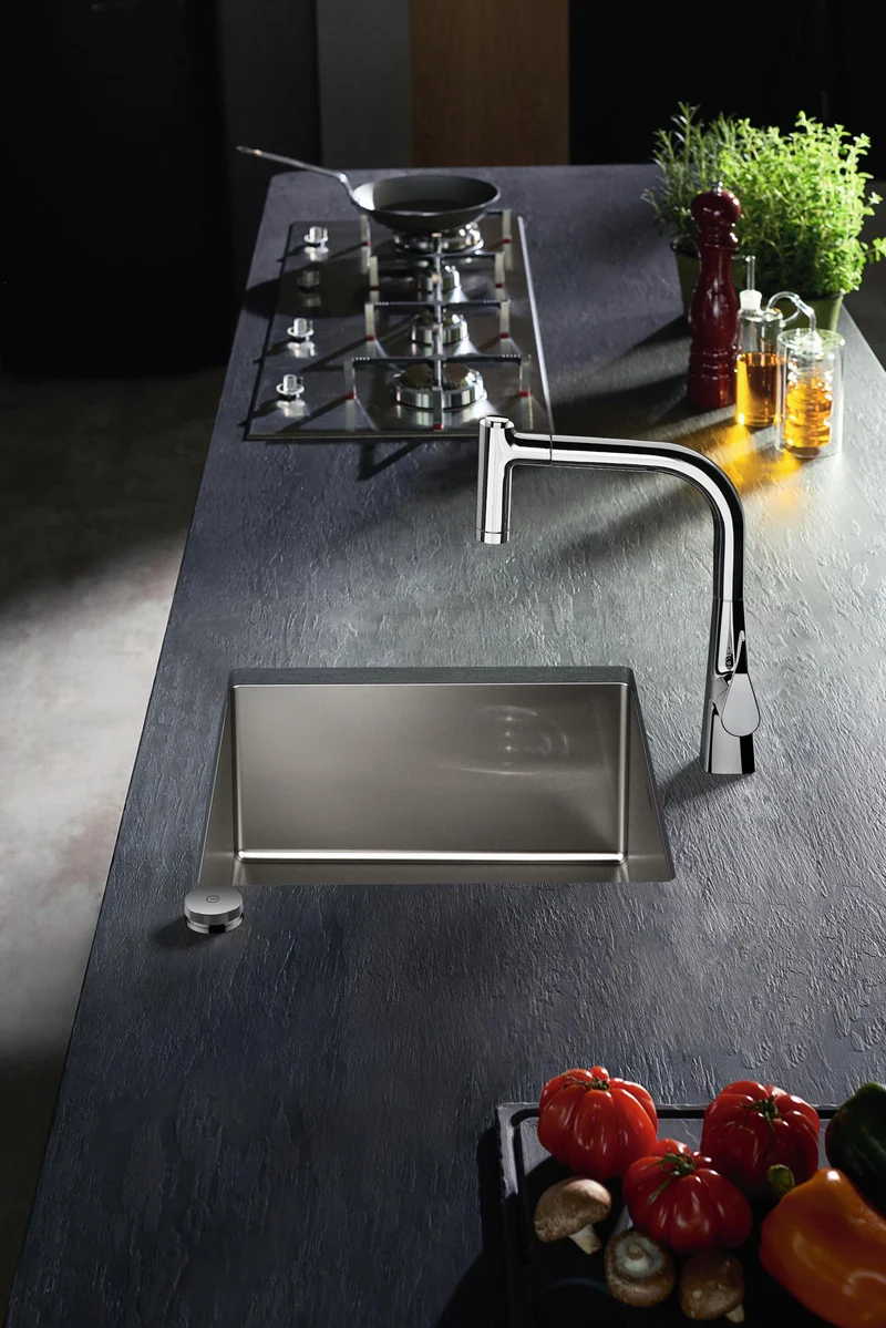 HANSGROHE Einbauspüle S711-F450 Edelstahl – 1 Becken, 450 mm, flächenbündig