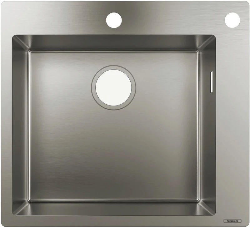 HANSGROHE Einbauspüle S71 450 Edelstahl – Flächenbündiger Einbau, 1 Becken, 60 cm Unterschrank