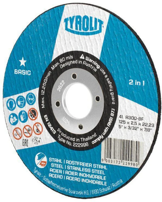 Tyrolit Trennscheibe BASIC ( 8000756461 ) D125x2,5mm gerade Bohrung 22,23 mm 25 Stück