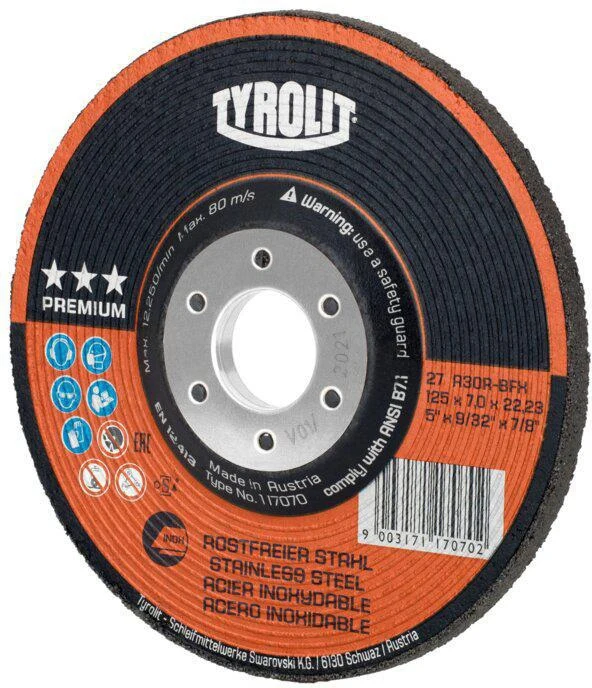 Tyrolit Schruppscheibe PREMIUM ( 4000845902 ) D125xS7mmKörnung 30 Bohrung 22,23 mm 10 Stück