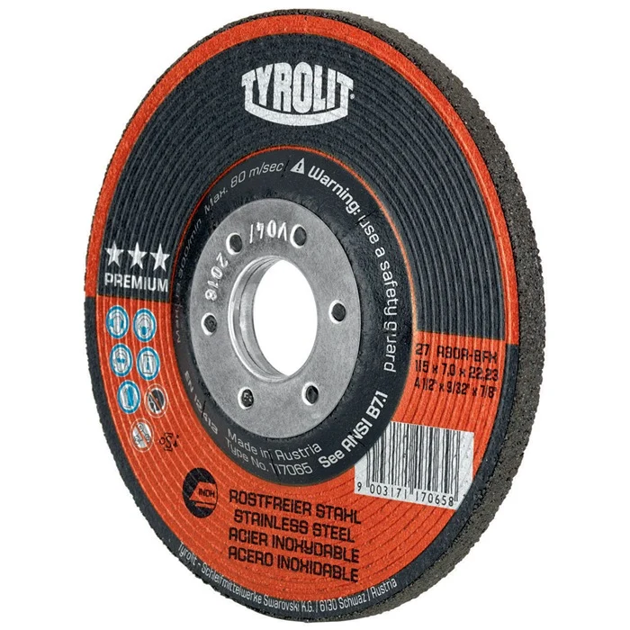 Tyrolit Schruppscheibe PREMIUM ( 4000845902 ) D125xS7mmKörnung 30 Bohrung 22,23 mm 10 Stück