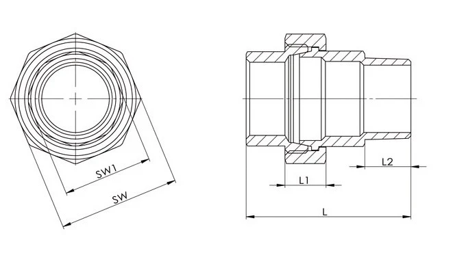 Springer Verschraubung EN 10226-1 ( 4000000327 ) NPS=3/4 ″ L 57 mm L1=14 mm L2=17 mm 10 Stück