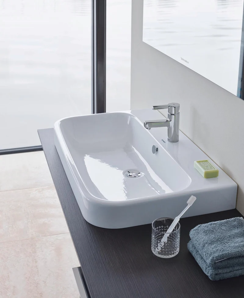 DURAVIT Möbelwaschtisch Happy D.2 800 mm mit WonderGliss, Überlauf & 1 Hahnloch – Weiß