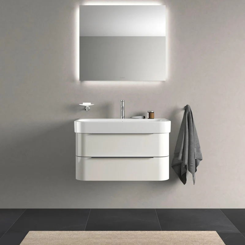 DURAVIT Möbelwaschtisch Happy D.2 800 mm mit WonderGliss, Überlauf & 1 Hahnloch – Weiß