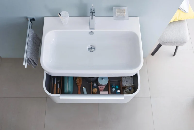 DURAVIT Möbelwaschtisch Happy D.2 800 mm mit WonderGliss, Überlauf & 1 Hahnloch – Weiß