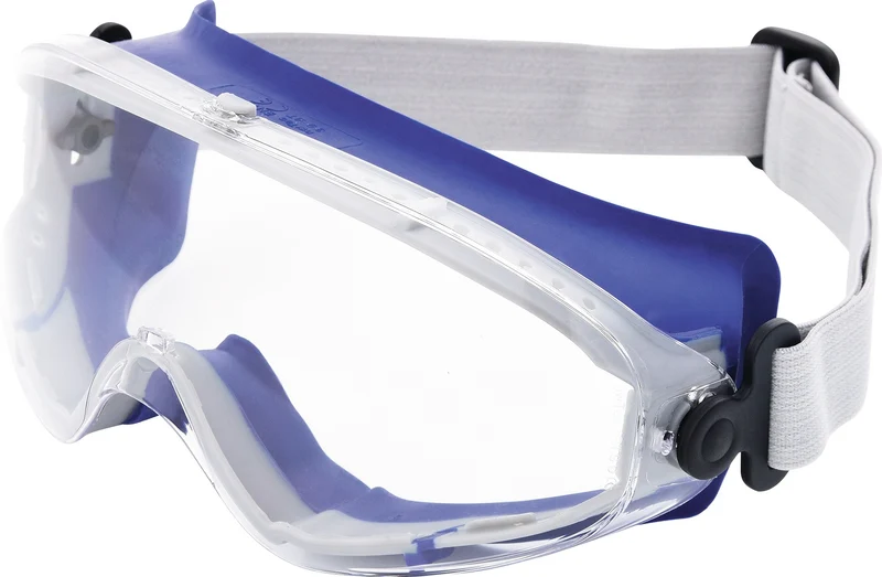 PROMAT Vollsichtschutzbrille DAYLIGHT TOP EN 166, blauer Rahmen, klare Polycarbonat-Scheibe
