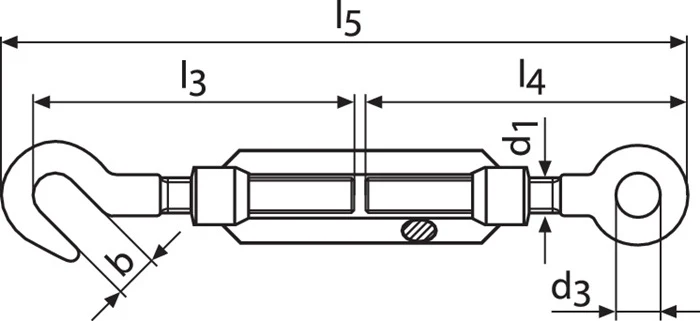 Spannschloss DIN 1480 ( 1000120417 ) M20 Länge 367 - 497 mm galvanisch verzinkt 5 Stück