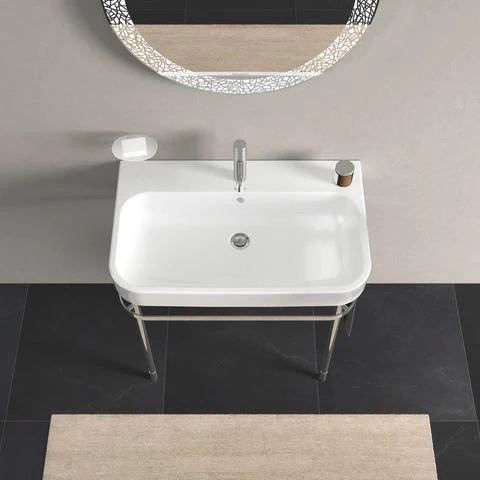 DURAVIT Happy D.2 Möbelwaschtisch 800 mm mit Überlauf, 1 Hahnloch, WonderGliss, weiß