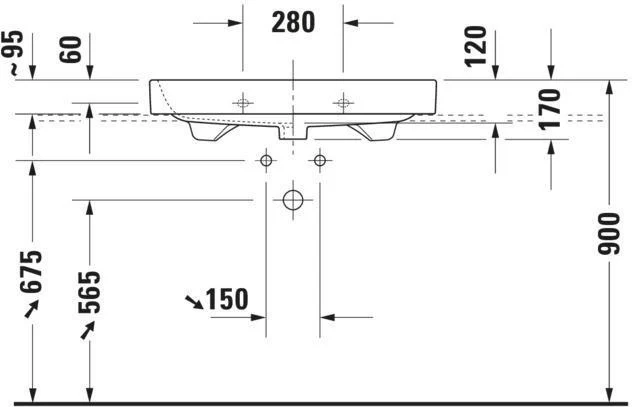 DURAVIT Happy D.2 Möbelwaschtisch 800 mm mit Überlauf, 1 Hahnloch, WonderGliss, weiß