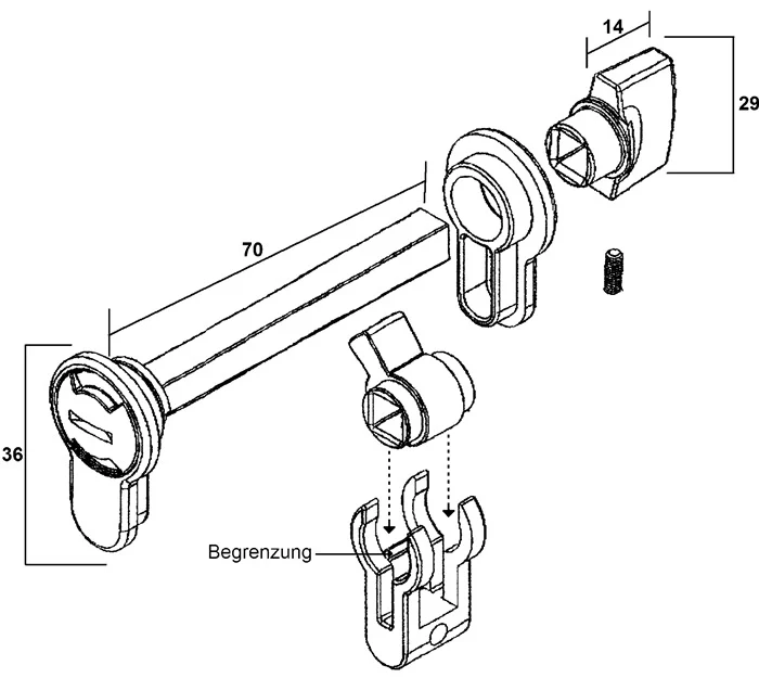Schnegel WC-/Badmodul 007/7244 ( 3000259600 ) Ganzglastür, horizontaler Einbau mit Zubehör