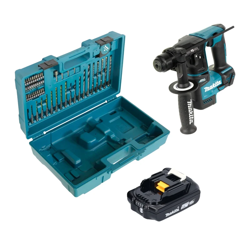 Makita DHR 171 A1X3 Akku Bohrhammer 18 V 1,2 J SDS-Plus Brushless + 1x Akku 2,0 Ah + 65 tlg. Zubehör Set + Koffer - ohne Ladegerät