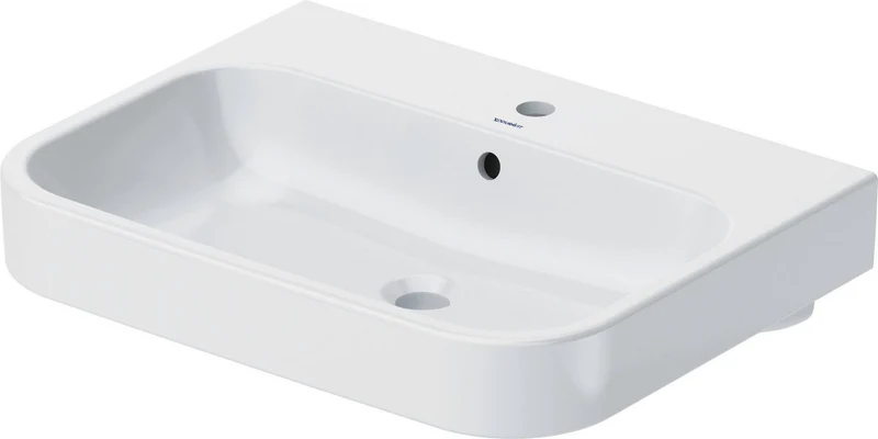 Duravit Möbelwaschtisch Happy D.2 650 mm mit Überlauf, Hahnlochbank und WonderGliss in Weiß