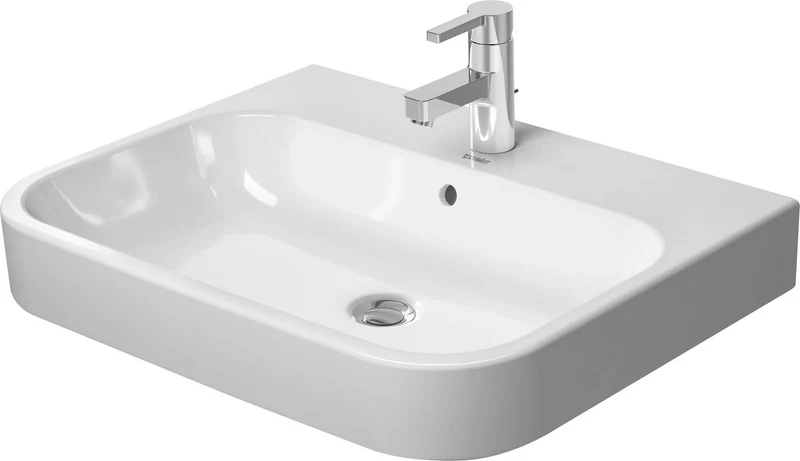 Duravit Möbelwaschtisch Happy D.2 650 mm mit Überlauf, Hahnlochbank und WonderGliss in Weiß