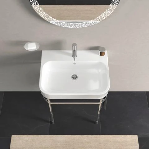 Duravit Möbelwaschtisch Happy D.2 650 mm mit Überlauf, Hahnlochbank und WonderGliss in Weiß