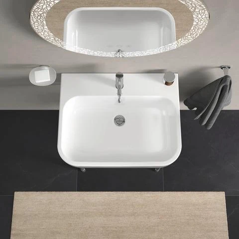 Duravit Möbelwaschtisch Happy D.2 650 mm mit Überlauf, Hahnlochbank und WonderGliss in Weiß