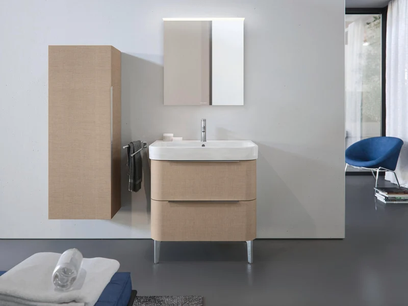 Duravit Möbelwaschtisch Happy D.2 650 mm mit Überlauf, Hahnlochbank und WonderGliss in Weiß