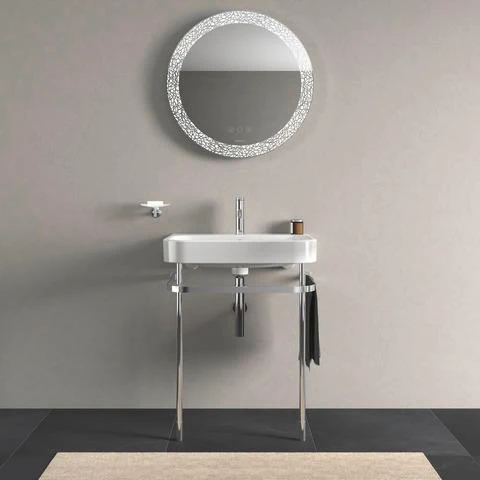 Duravit Möbelwaschtisch Happy D.2 650 mm mit Überlauf, Hahnlochbank und WonderGliss in Weiß