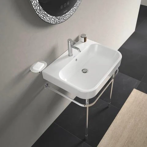 Duravit Möbelwaschtisch Happy D.2 650 mm mit Überlauf, Hahnlochbank und WonderGliss in Weiß
