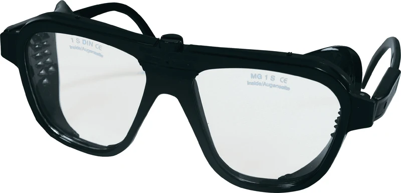 SCHMERLER Schutzbrille EN 166 mit schwarzem Bügel und klarer Nylon-Glas-Scheibe