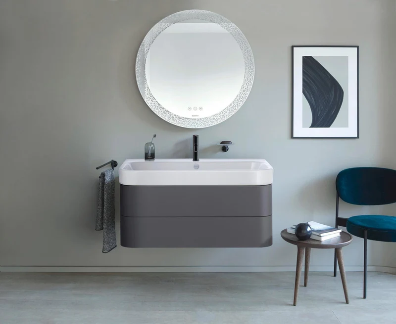 DURAVIT Möbelwaschtisch Happy D.2 1000 mm mit Überlauf, 1 Hahnloch, weiß WonderGliss