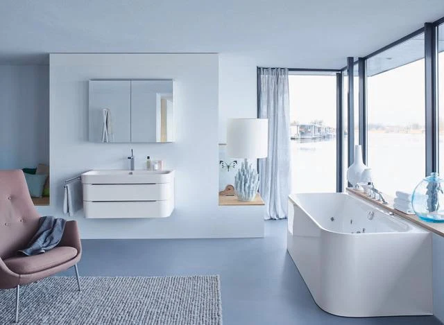 DURAVIT Möbelwaschtisch Happy D.2 1000 mm mit Überlauf, 1 Hahnloch, weiß WonderGliss