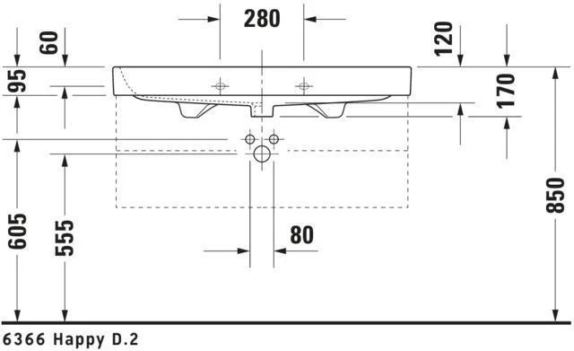 DURAVIT Möbelwaschtisch Happy D.2 1000 mm mit Überlauf, 1 Hahnloch, weiß WonderGliss