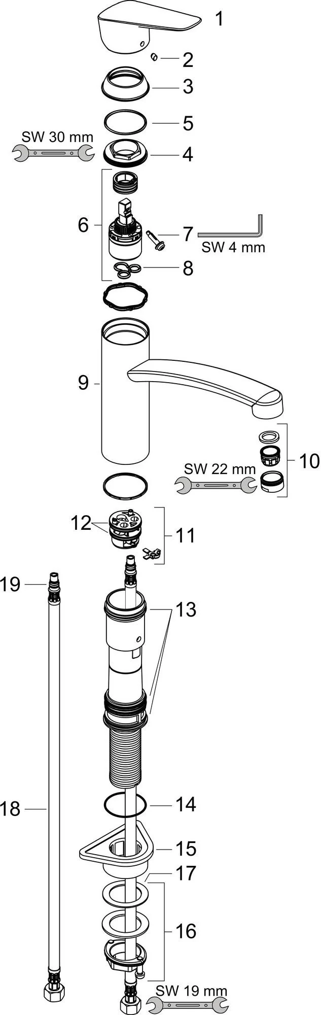 HANSGROHE HG EH-Küchenmischer 160 LOGIS DN 15 chrom – ComfortZone 160° Schwenkbereich