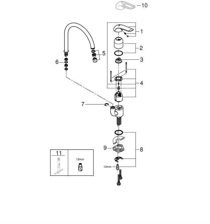 GROHE Euroeco Special Spültisch-Einhandmischer mit hohem Auslauf, Chrom, Temperaturbegrenzer