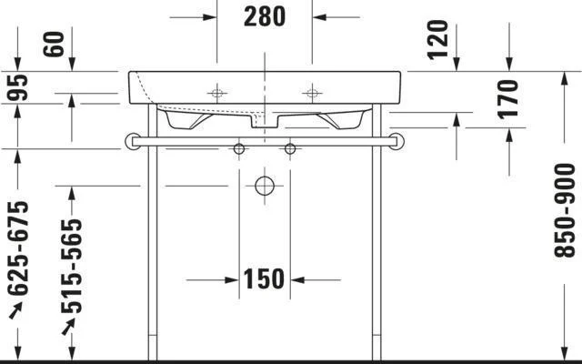 Duravit Happy D.2 Möbelwaschtisch 800 mm mit Überlauf, Hahnlochbank und 3 Hahnlöchern, geschliffen, weiß