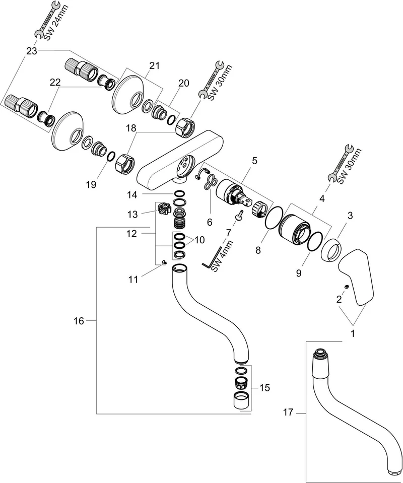 HANSGROHE Logis M31 Küchenmischer DN 15 – Wandmontage, 220° Schwenkbereich, Chrom