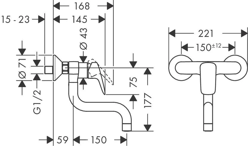 HANSGROHE Logis M31 Küchenmischer DN 15 – Wandmontage, 220° Schwenkbereich, Chrom