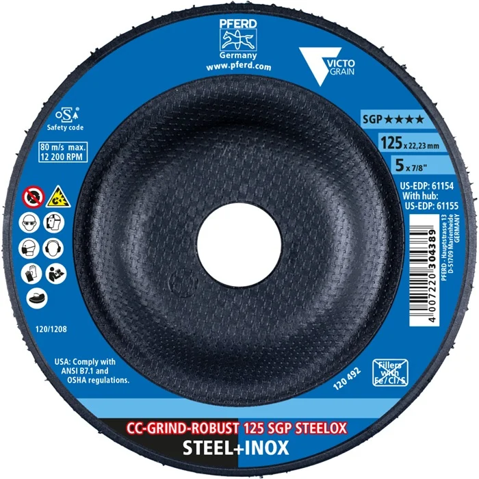 PFERD Schleifscheibe CC-GRIND-ROBUST SGP STEELOX ( 8000793518 ) D125xSmm Bohrung 22,23 mm 10 Stück