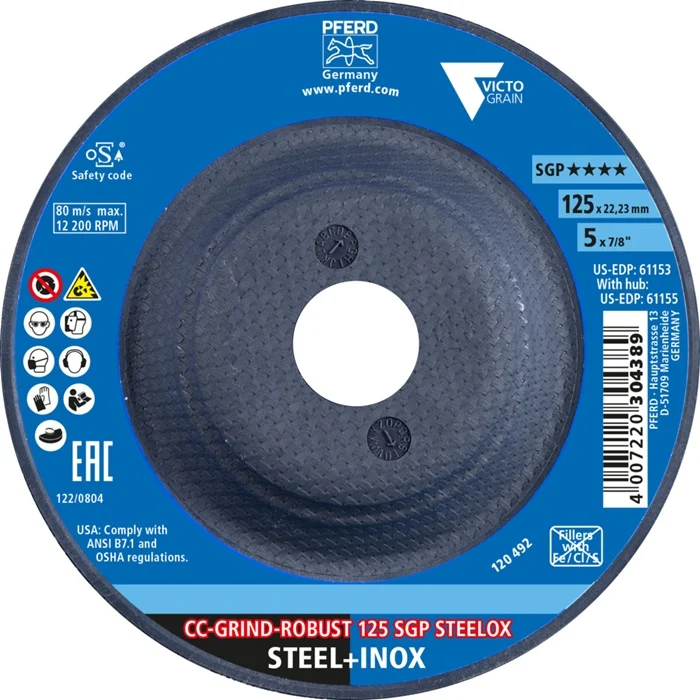 PFERD Schleifscheibe CC-GRIND-ROBUST SGP STEELOX ( 8000793518 ) D125xSmm Bohrung 22,23 mm 10 Stück
