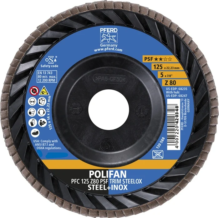 PFERD Fächerscheibe TRIM STEELOX ( 8001720484 ) Ø 125 mm Körnung 80 konisch