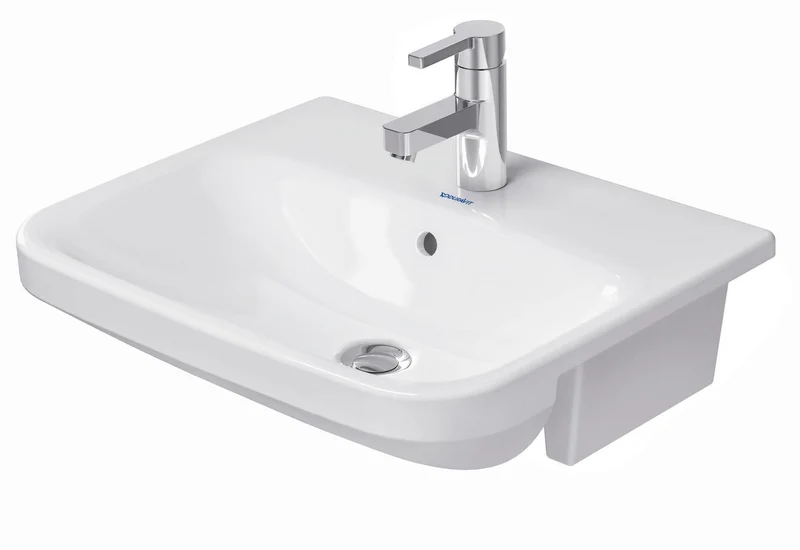 Duravit DuraStyle Halbeinbauwaschtisch 550 mm mit WonderGliss, 1 Hahnloch, Überlauf, weiß